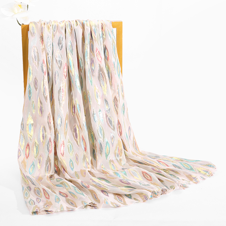 Jacquard design 100% pure chiffon metallic mulberry silk chiffon fabric