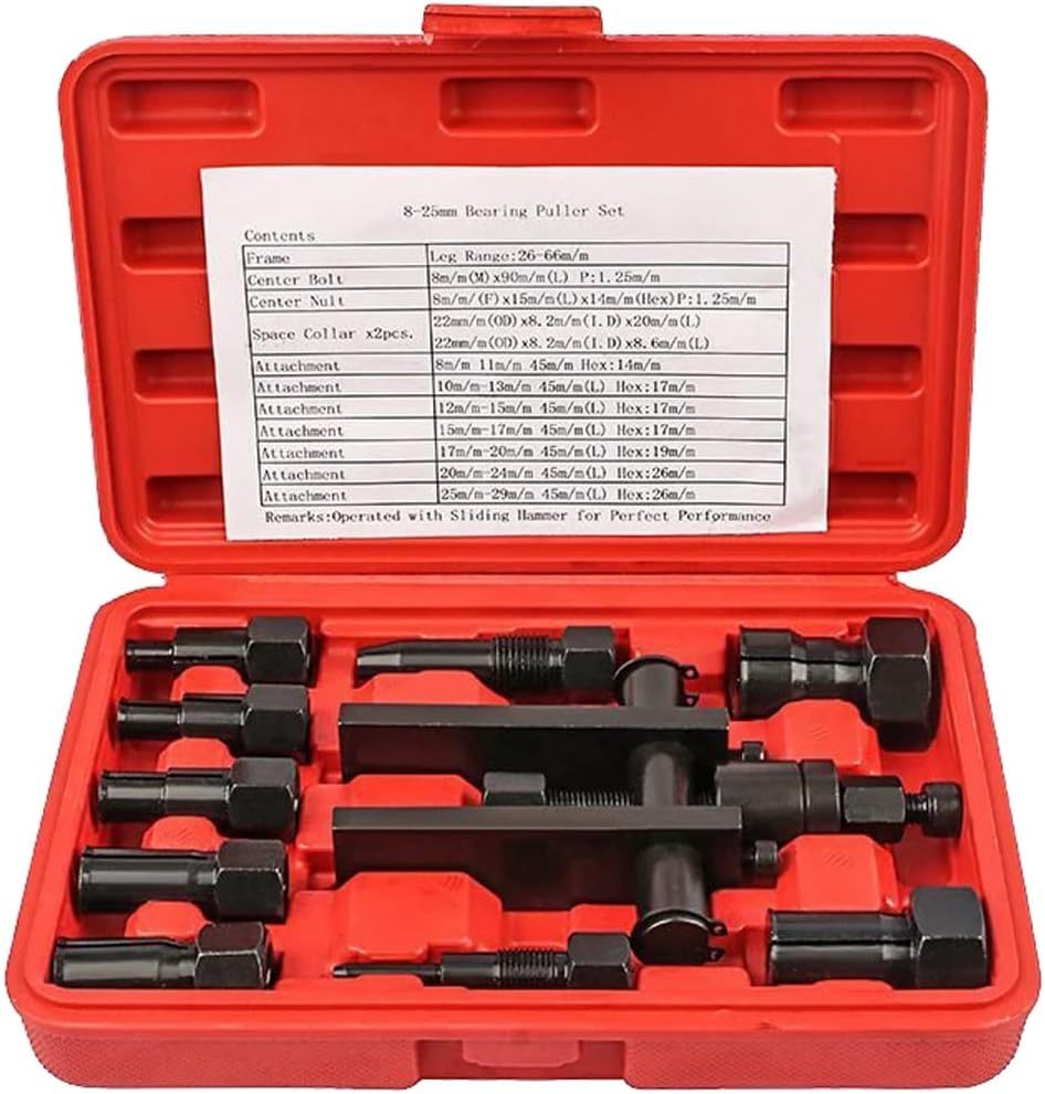 2 JAW 10pcs Practical Bearing Puller Bearing Removal Tool Puller With Box 8mm to 25mm Inner Bearing Puller Set