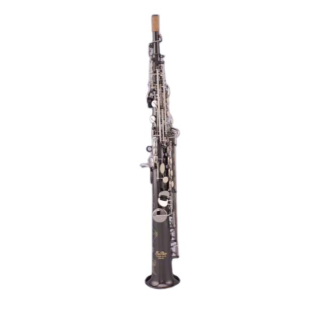 Instrument Musical Black Nickel Soprano Sax with Gold Lacquer Key From China