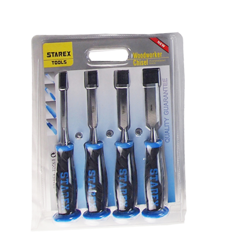 4 pcs wooden chisel with plastic handle