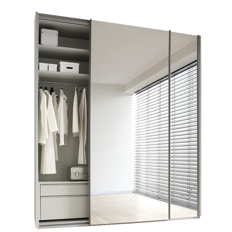 Simple Modern Sliding Mirror Door Wardrobe Full Overlay