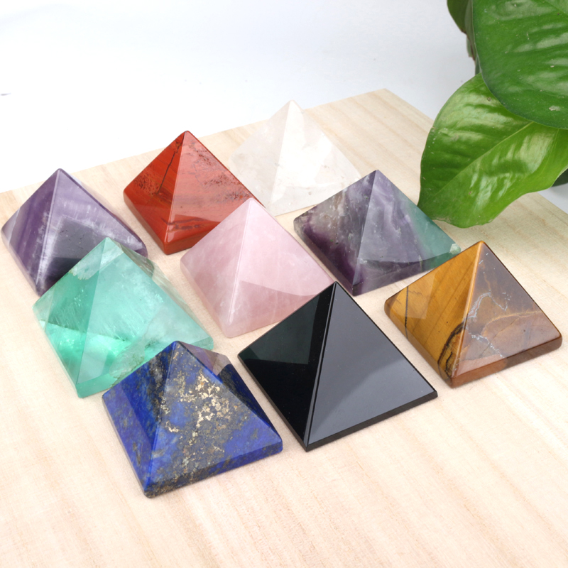 4cm Natural Healing Stone Orgone Red Tiger Eye Chakra Point, Organite Gemstone Clear Quartz Crystal Pyramid for gift