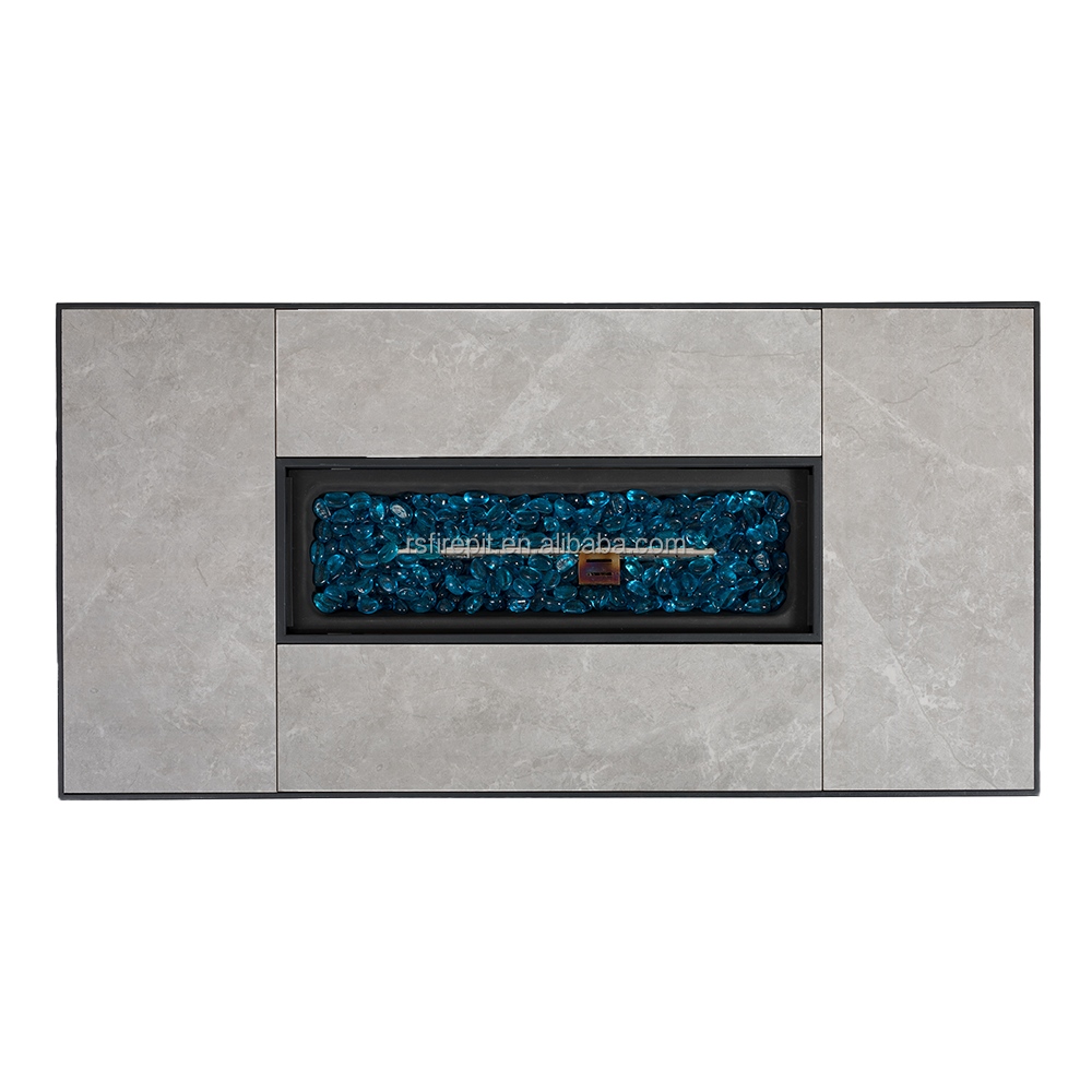 RS-R43003A 43-inch tile surface + iron plate in the middle of four square frame under gas stove outdoor gas fire pit
