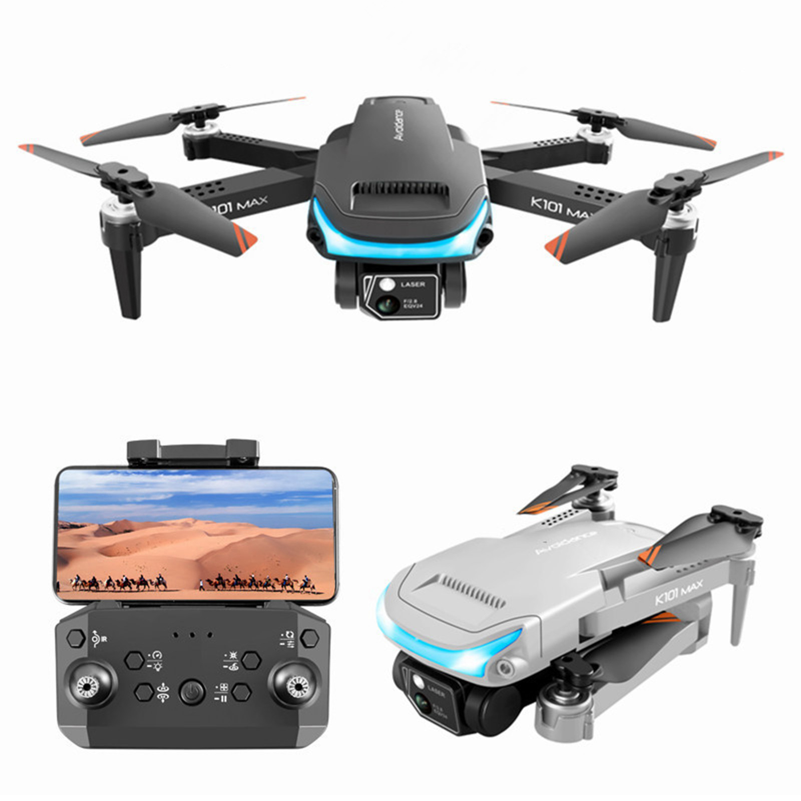 K101 MAX 360 градусов, трехходовой от препятствий Drone Mini 4k, двойная камера, мини-Квадрокоптер Дрон
