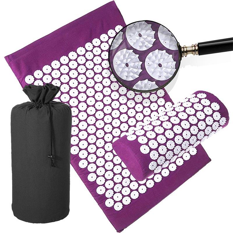 Eco-friendly natural linen acupuncture pad gift back and neck pain massage acupressure pad and pillow set