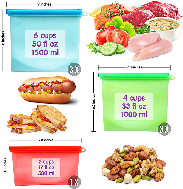 Силиконовые пакеты для пищевых продуктов, силиконовый мешочек, многоразовый силиконовый мешок для хранения пищевых продуктов, силиконовый Пакет
