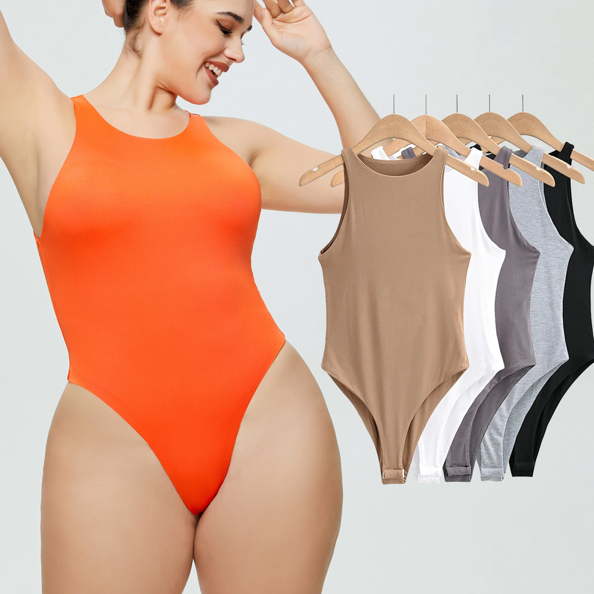 Custom Logo Body Suit High Quality Spandex Halter Backless One Piece Slim Gym Fitness Workout Bodysuits for Women