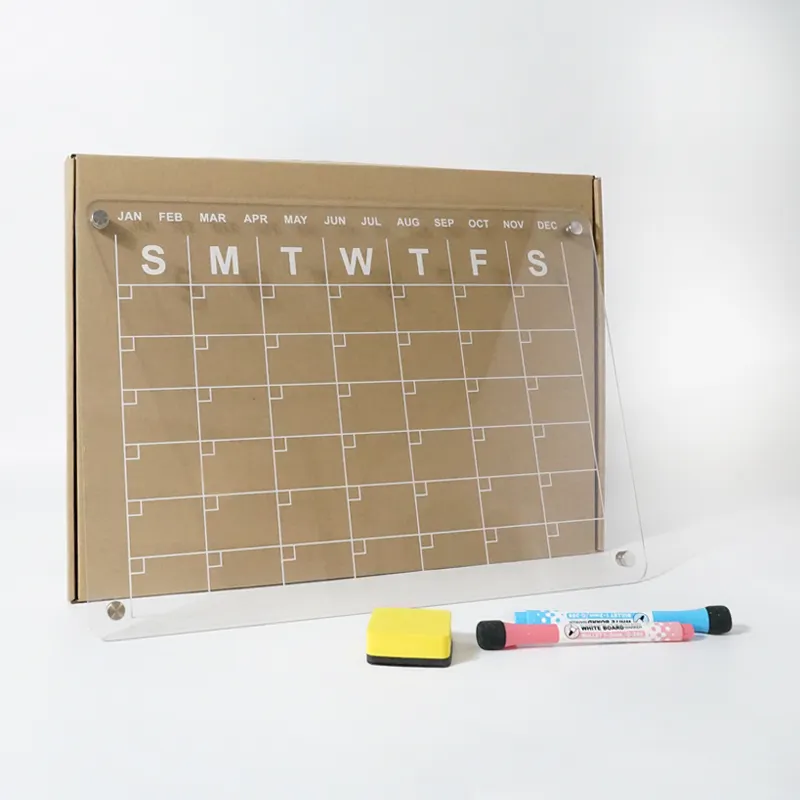 Custom Clear Magnetic Dry Erase Message Acrylic Writing Note Whiteboard Calendar For Fridge