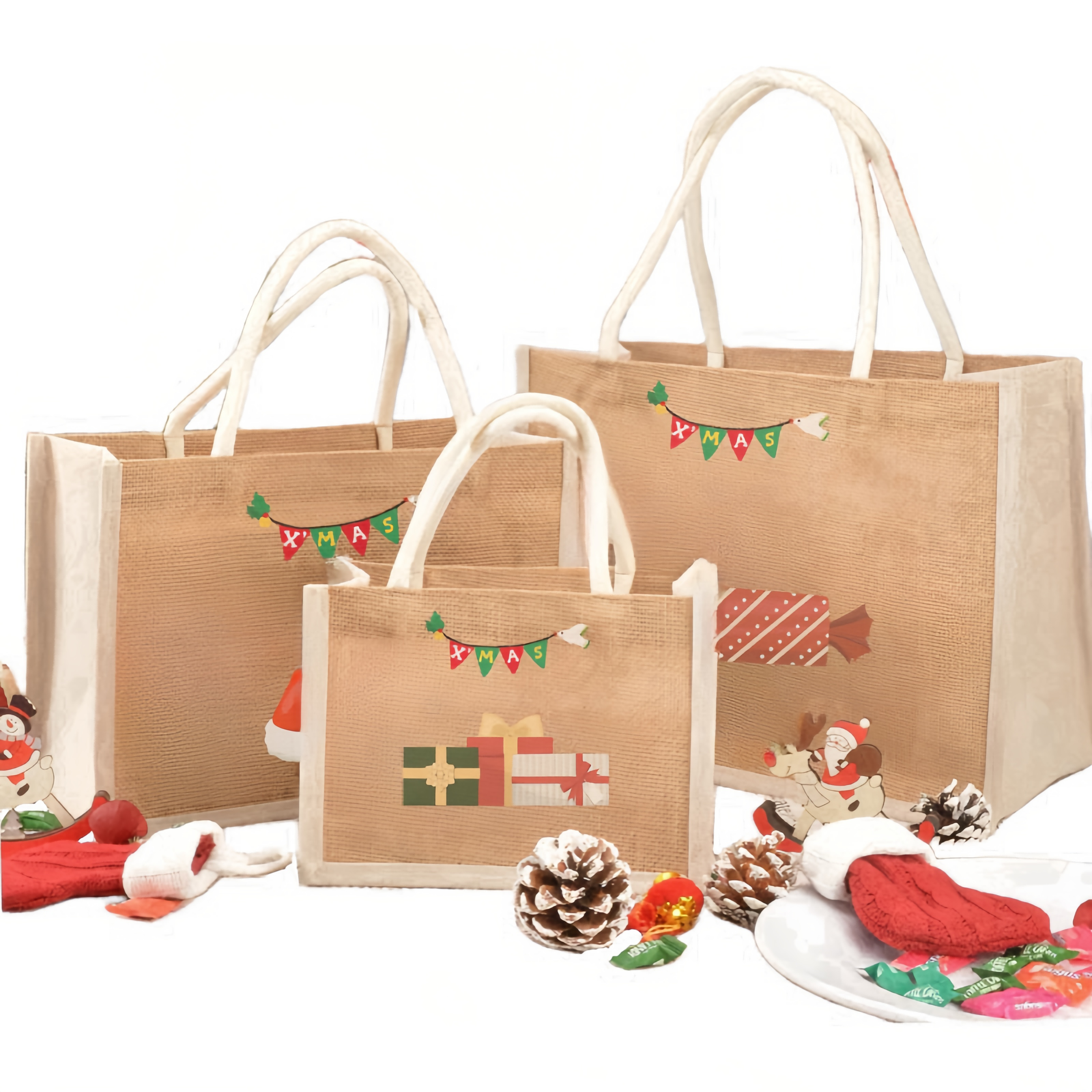 Wholesale Custom Burlap Ladies Blank Gunny Cotton Women's Jute Beach Tote Shipping Jute Bag With Logo Printed