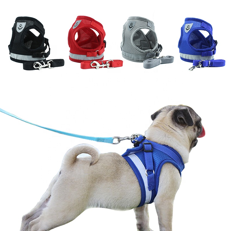 Pet Traction Belt Reflective Breathable Pet Travel Outdoor Sports Dog Harness Vest Leash And Harness Set