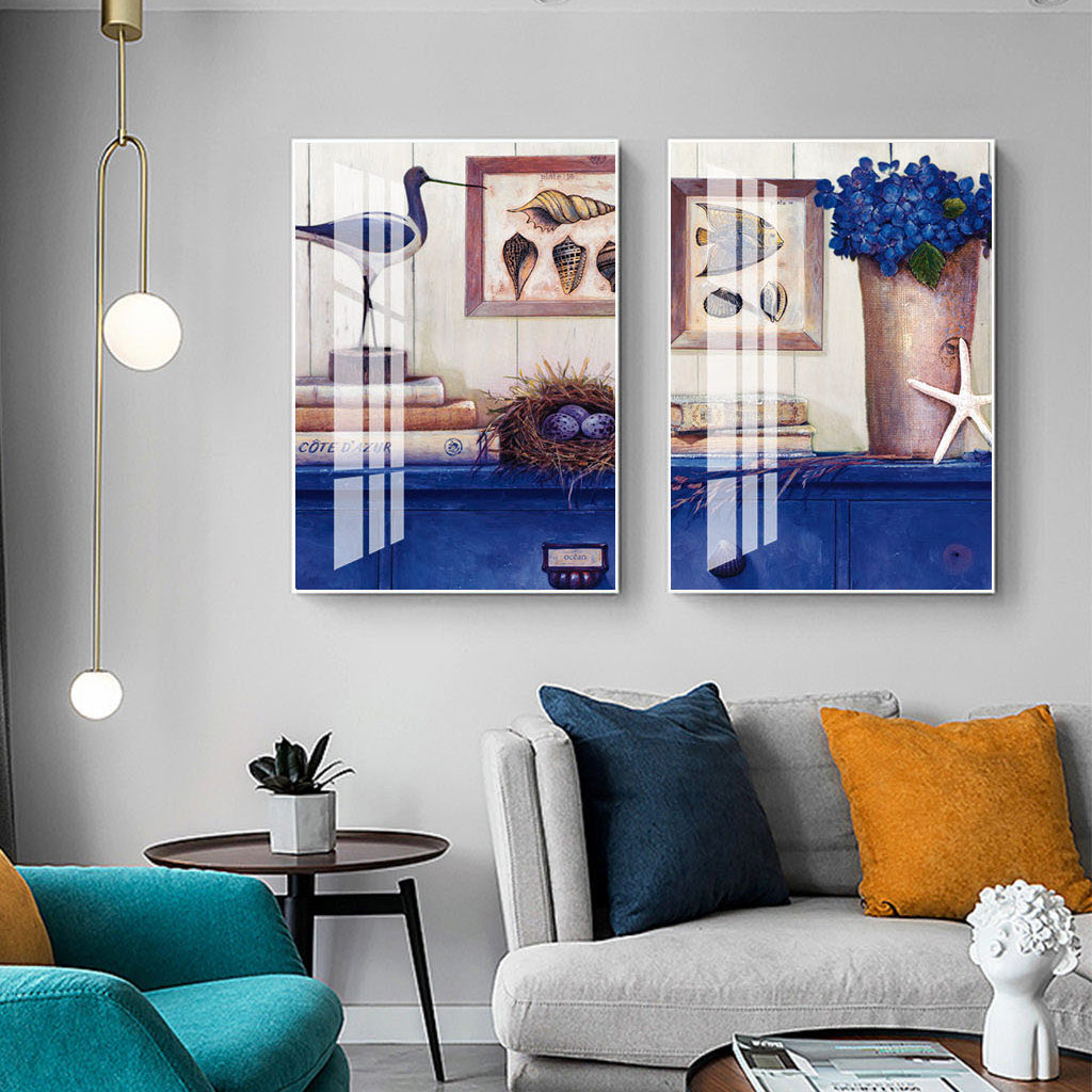Original new two panels frame prints oil seaside sunrise mountain landscape room decor aesthetic luxury artwork painting