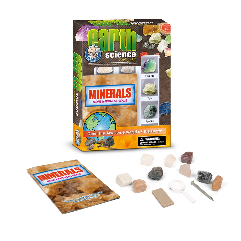 Mohs Hardness Scale Kit Diy Earth Science Minerals Gemstones Collection Educational toys school STEM toys