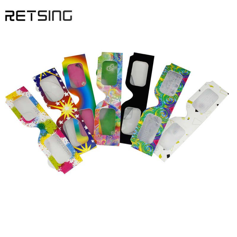 Fireworks Glasses Custom Logo Paper Rainbow Effect Glasses Heart Diffraction Glasses