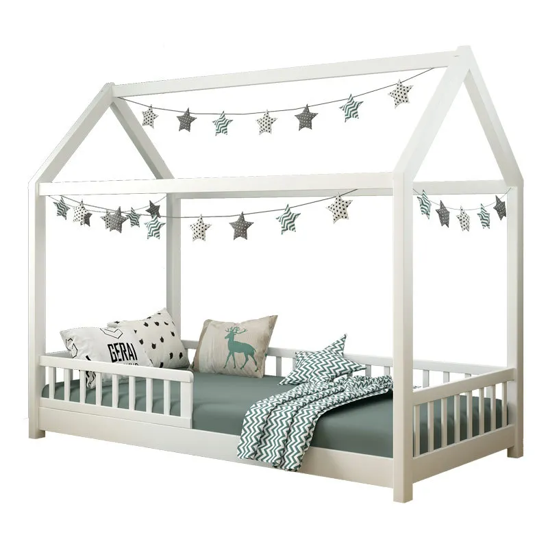Latest Design Bedroom Furniture Wooden Kids Beds With Barriers Toddler Montessori Floor Bed Baby Cribs Storage Children's Bed