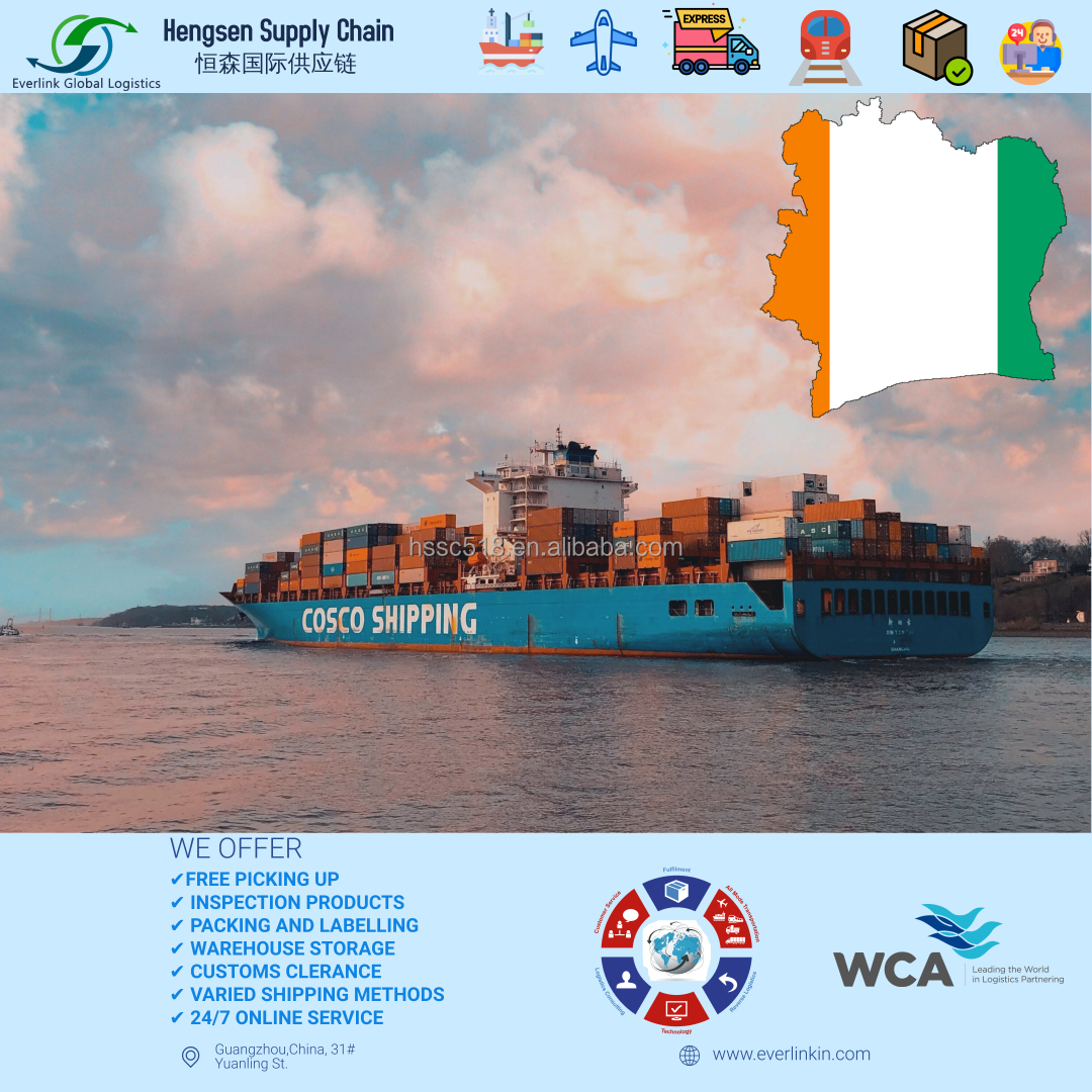 Hengsen, грузовой агент, Прямая доставка, стоимость доставки в Abidjan Cote divoire из Гуанчжоу Фошань Шэньчжэнь, линия MSK CMA MSC