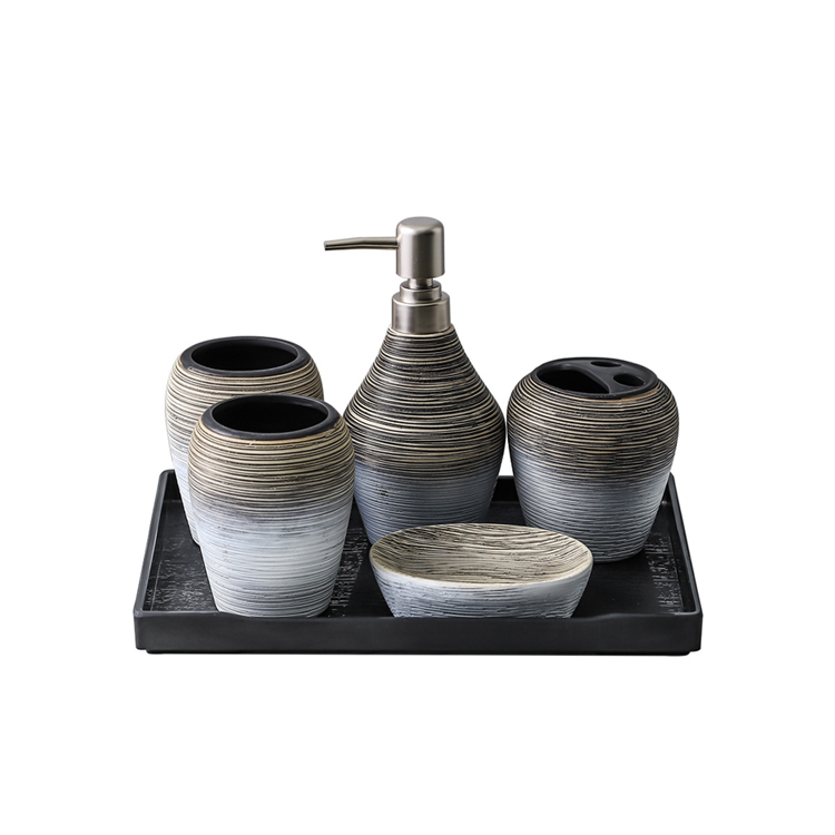 Hot Sale Five-piece Bathroom Set Customizable Ceramic Bathroom Set Wholesale High Quality Toiletry Bathroom Set