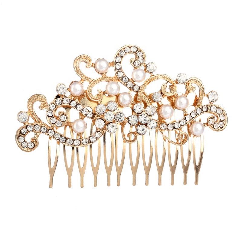 Bride Disk Hair Accessories Crystal Pearl Hair Comb for Wedding