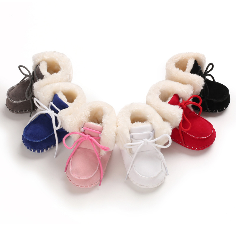 High Quality Lace-Up Winter Plush Soft Sole Toddler Boots Shoes