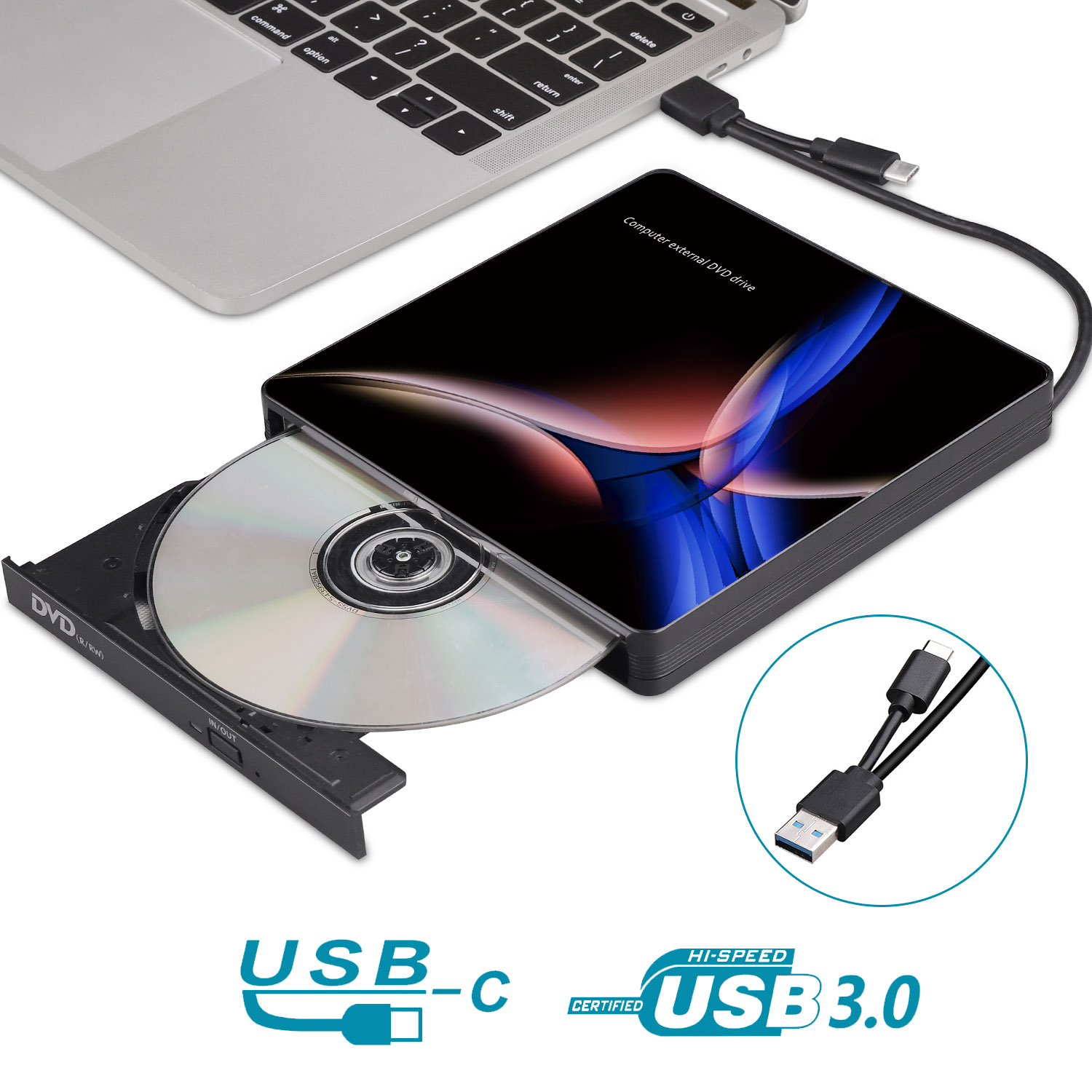 Внешний CD DVD-привод с USB 3,0 и Type-C