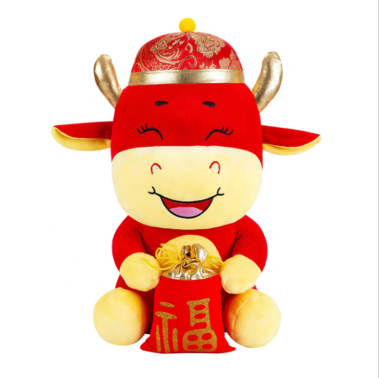 Новинка среди нас набивной талисман ox Праздничная кукла ox Новогодние украшения Китайская Красная талисман плюшевая игрушка