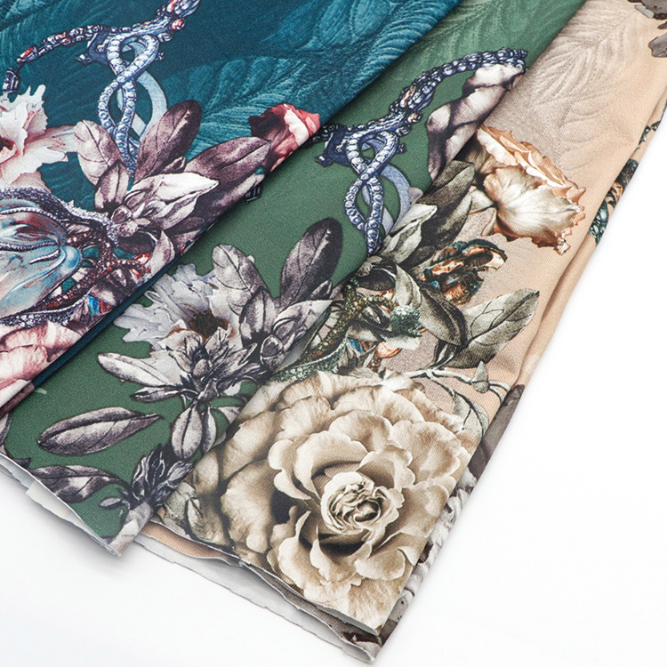 97%polyester 3%spandex in stock floral flower custom design stretch knit digital printing fabric