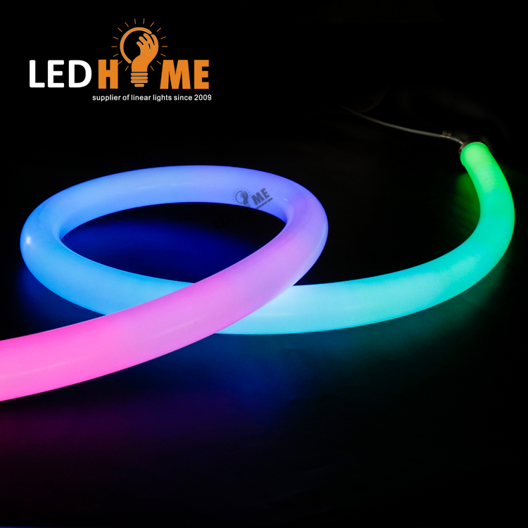 360 Degree Big Size 40mm Digital DMX Flexible Neon Light Tubes Lamp RGB Neon Rope Lights