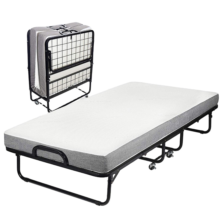 2021 Hospitals Portable Folding Bed Cheap Single Mattress Foldable Metal Beds frame with mattress For Adults