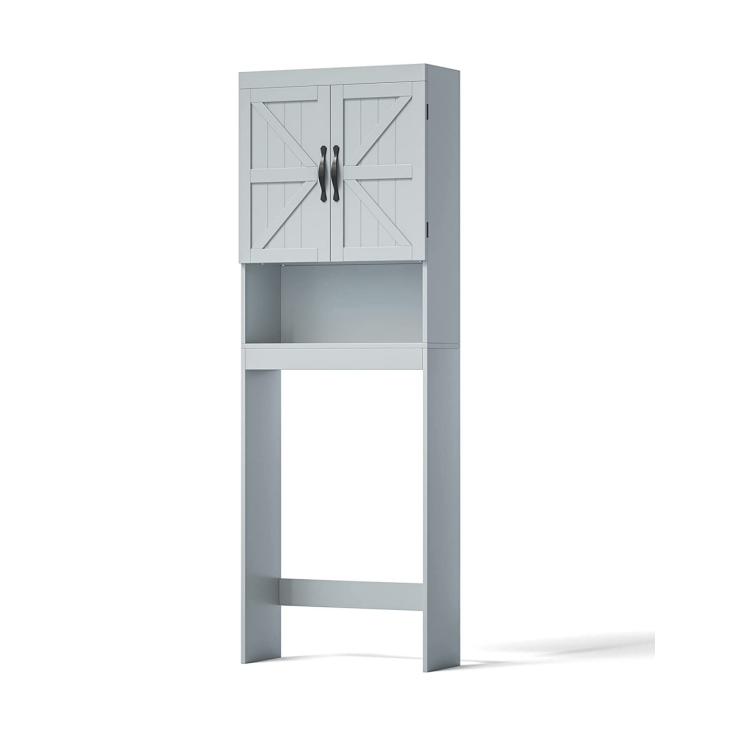 3 Layers 2-Door Wood Shelf Over The Toilet Storage Cabinet Space-Saving Bathroom Organizer With Adjustable Shelf Storage Rack