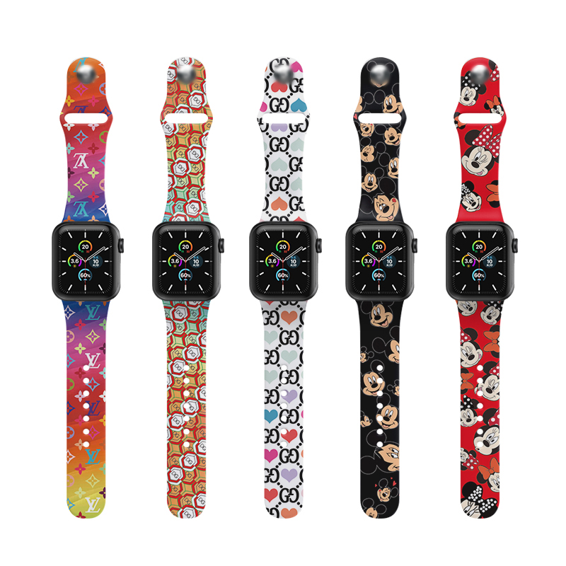 Ремешок EAMIRUO для Apple Watch 38 мм 40 мм, силиконовый браслет с мультяшным рисунком мыши, для Apple Watch