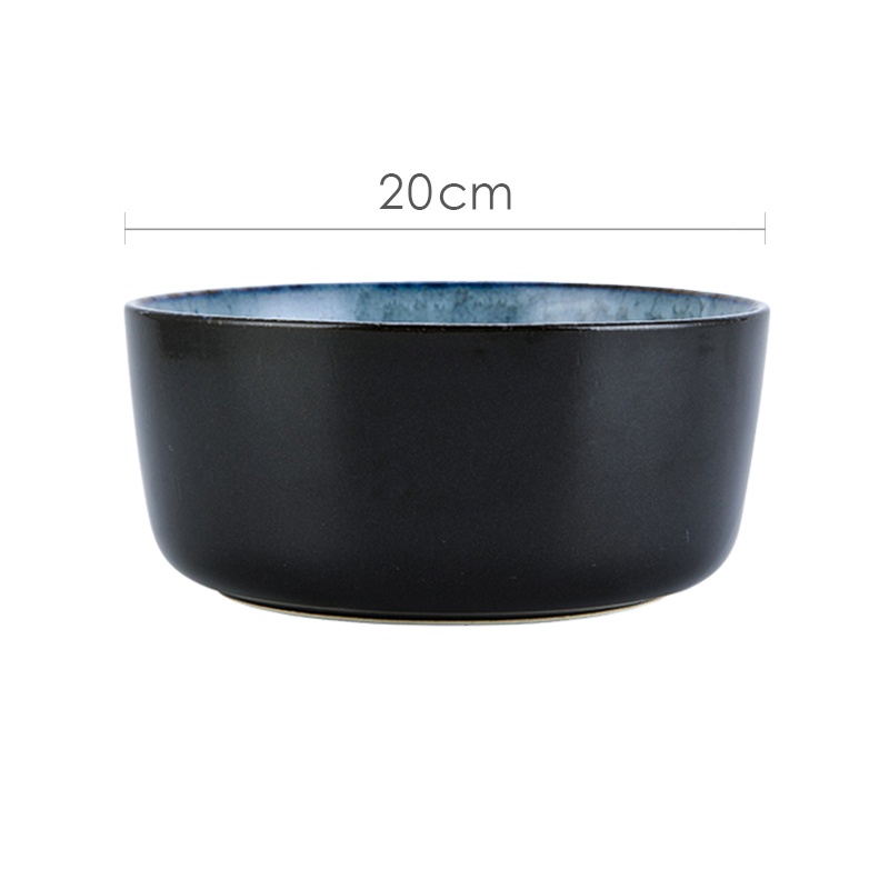 Factory stoneware black ceramic bowl high foot salad ramen ceramic bowl for wedding party