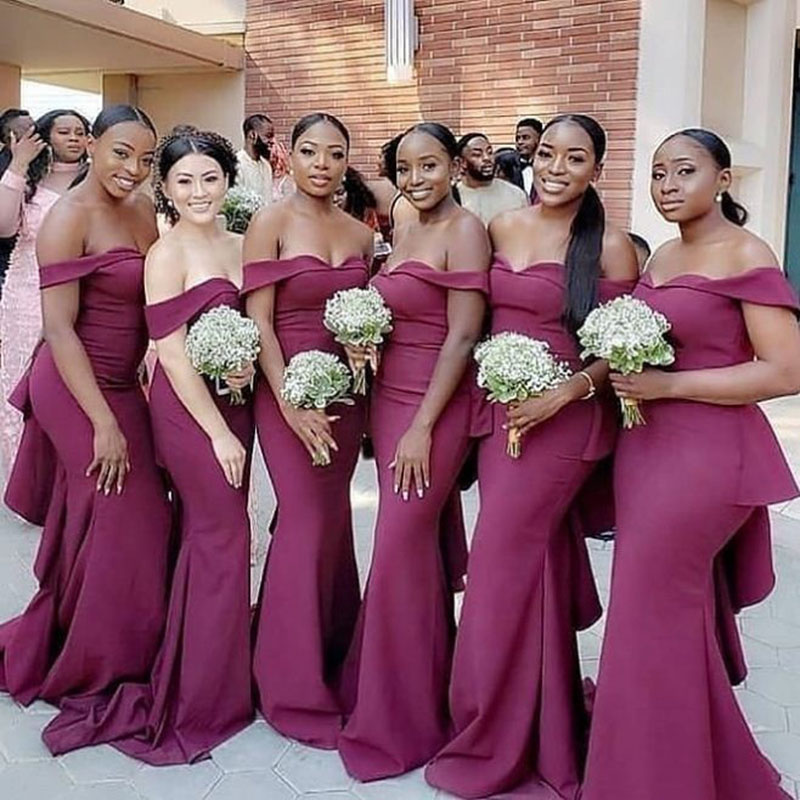 Womens Latest Fashion Clothing Trends Short Sleeve Off-Shoulder Sexy Fashion Long Maxi Bridesmaid Dresses