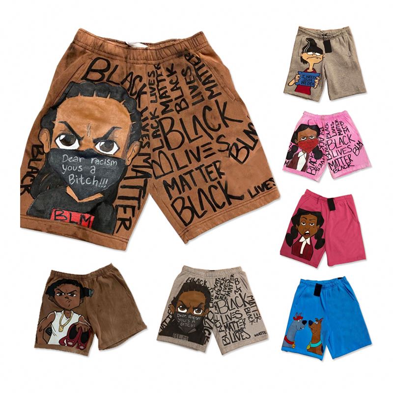 Famous Brand Logo Active Athletic Cartoon Sublimated Pants Elastic Waist Shorts men's shorts
