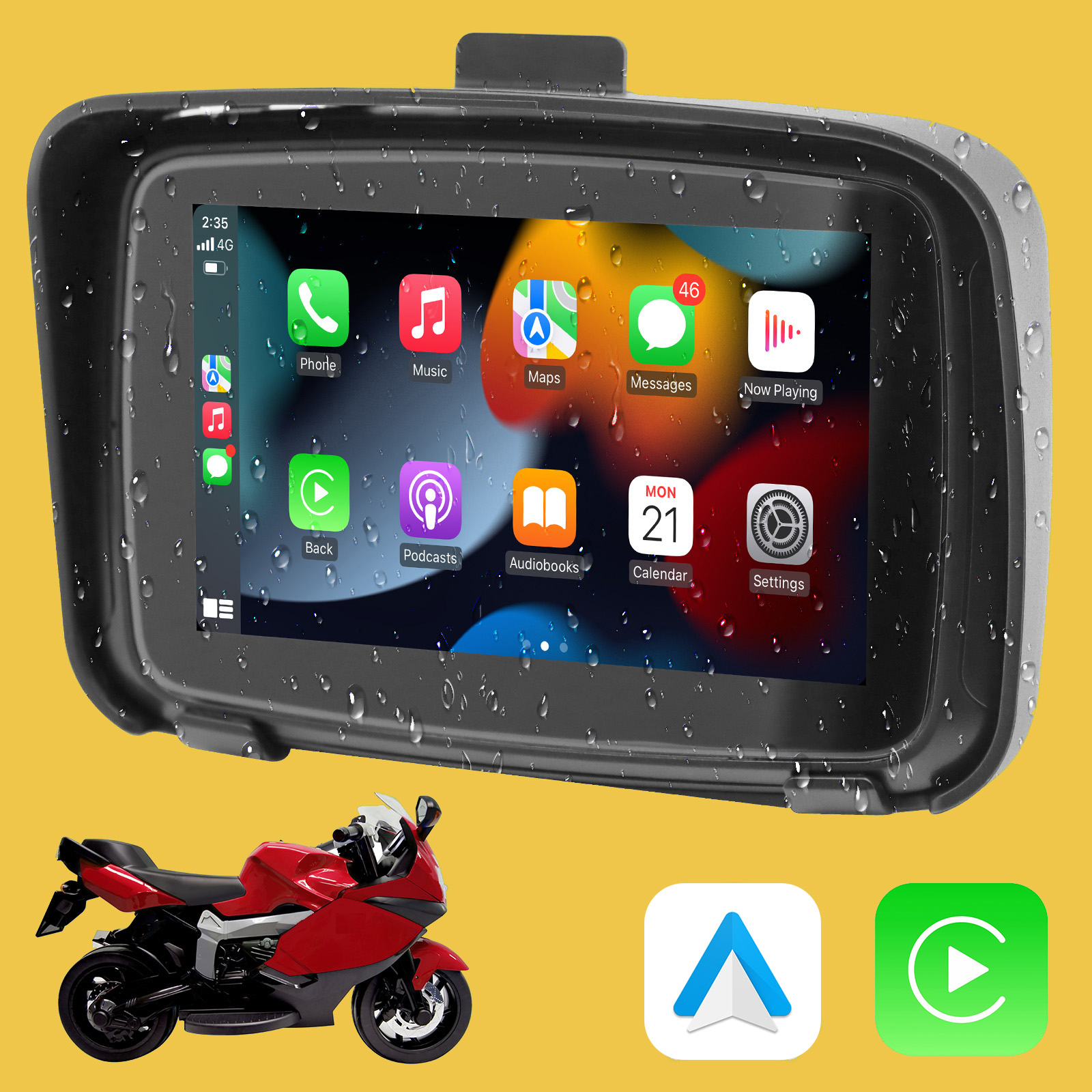 Yeedway горячая Распродажа мотоциклетный Gps-навигатор 5 дюймов водонепроницаемый мотоциклетный навигатор внешний сенсорный экран Carplay