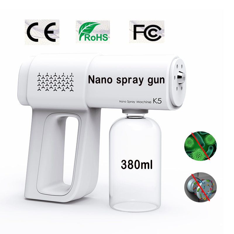 K5 Nano Spray Gun Handheld 380ml K5 Steam Humidifier Water Spray Atomizer Gun Disinfection Fogger Rechargeable NANO Spray Gun K5