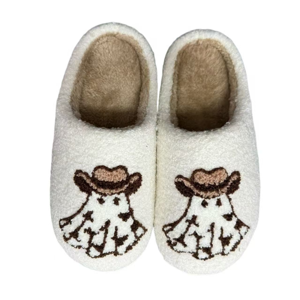 New Spring and Autumn Winter Indoor Cowboy Ghost Cotton Slippers Anti slip and Odorous Couple's Flat Shoes Soft Shoes