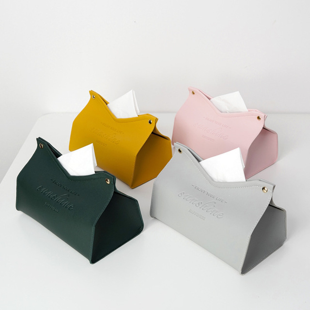 New Fashion PU Leather Tissue Box Household Items For Decor Desktop Car Hotel Custom Logo Nordic style Tissue Paper Storage Box