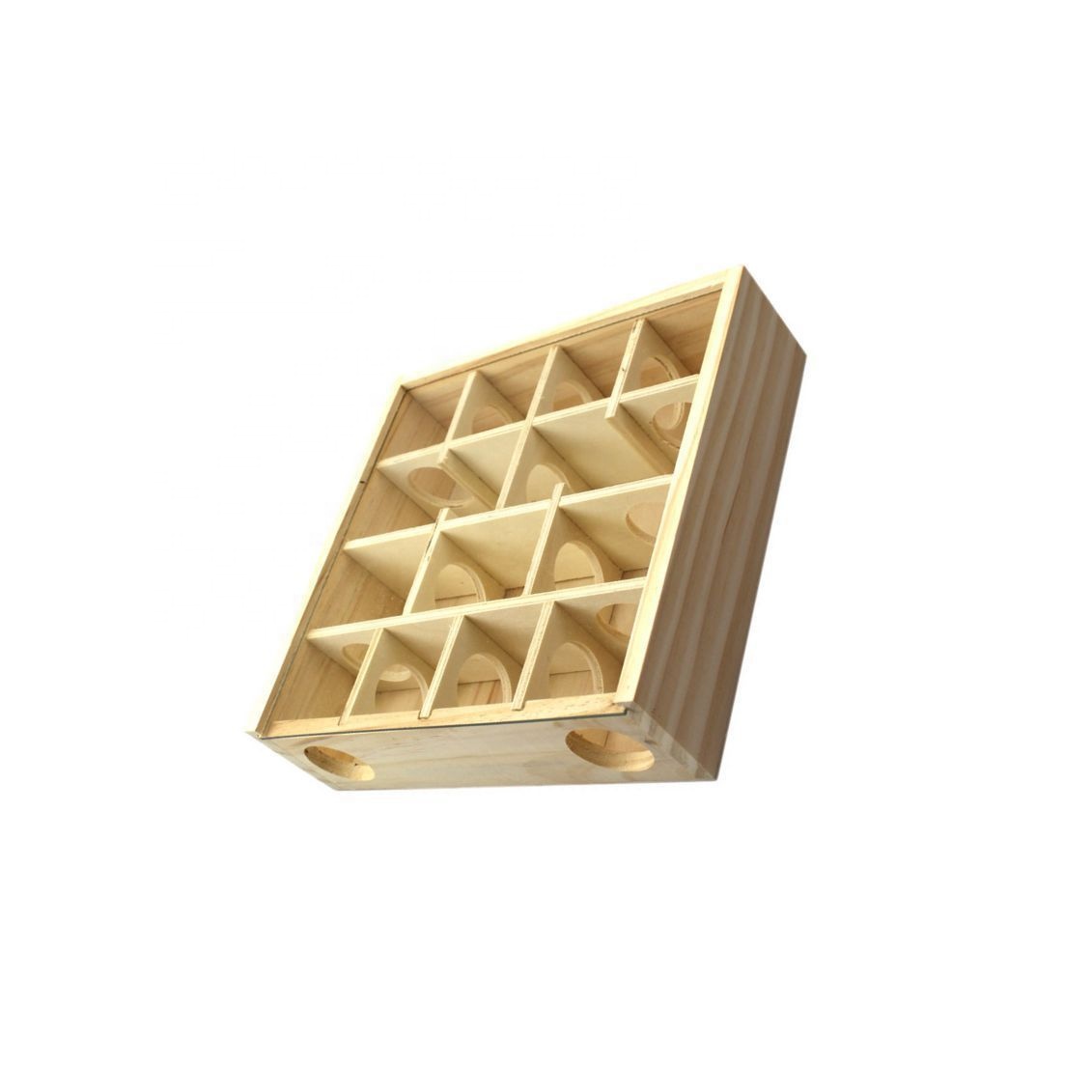 Hamster Maze Natural Wood Toy with Acrylic Cover Dwarf Mouse Cage Tubes Gerbil Maze for Small Furry Animals (Wood Maze)