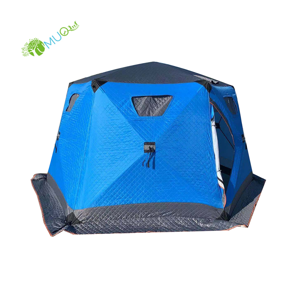 YumuQ 11.5' x 11.5' x 6.4' Quilted 5-6 Person Pop Up Ice Fishing Tent Shelter, Waterproof and Windproof Ice Fishing Tent