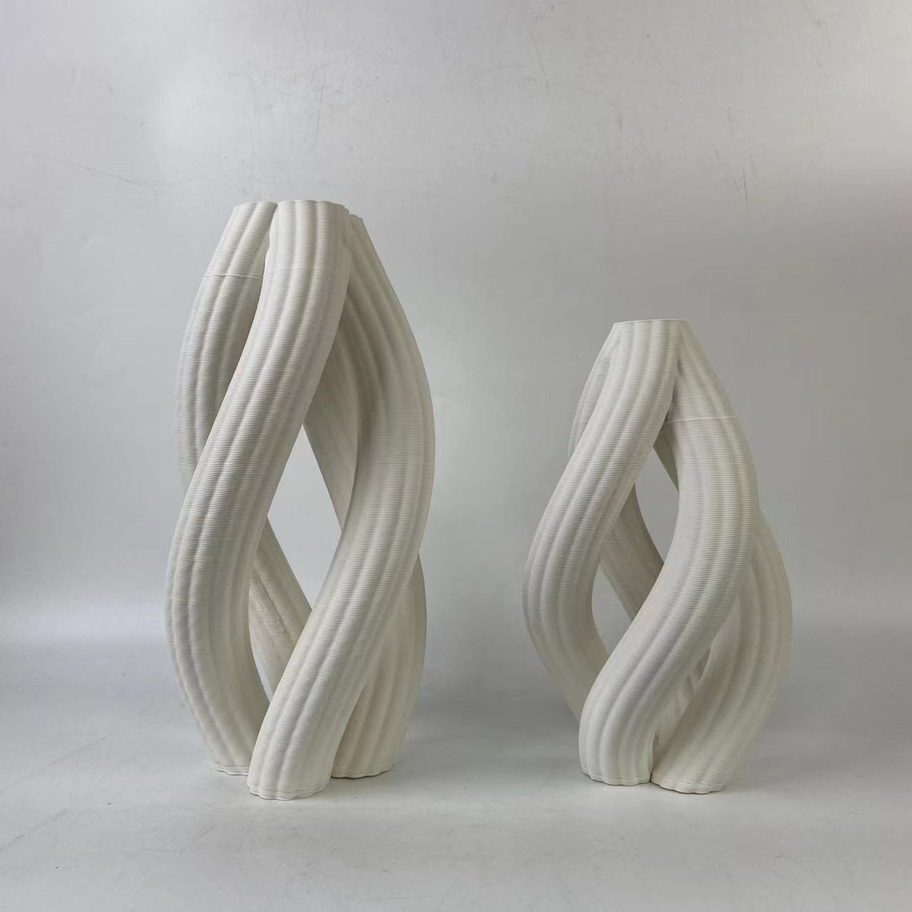 White 3D Print Unique Design Scandinavian Minimalist Decor Modern Ceramic Vase