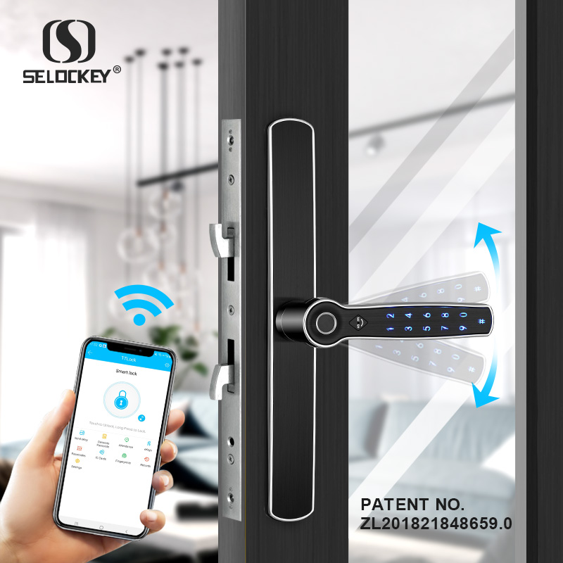 35A умный алюминиевый дверной замок приложение bluetooth WIFI интеллект отпечатков пальцев на ручке клавиатуры ключи для карт Алюминиевый Замок раздвижной двери
