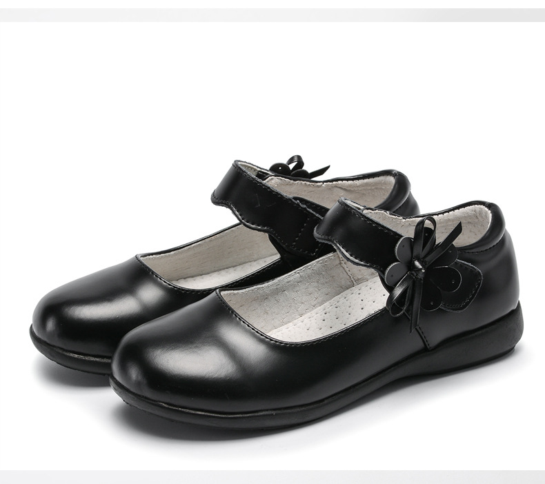 Children's leather shoeswomen's black leather soft-soled single shoes2021 autumn fashion student small leather shoes