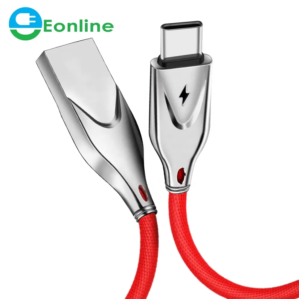 USB-кабель для передачи данных EONLINE со светодиодной подсветкой, а, зарядный кабель, шнур Kirsite, разъем Type-C для мобильных телефонов Xiaomi, Samsung, Type-C