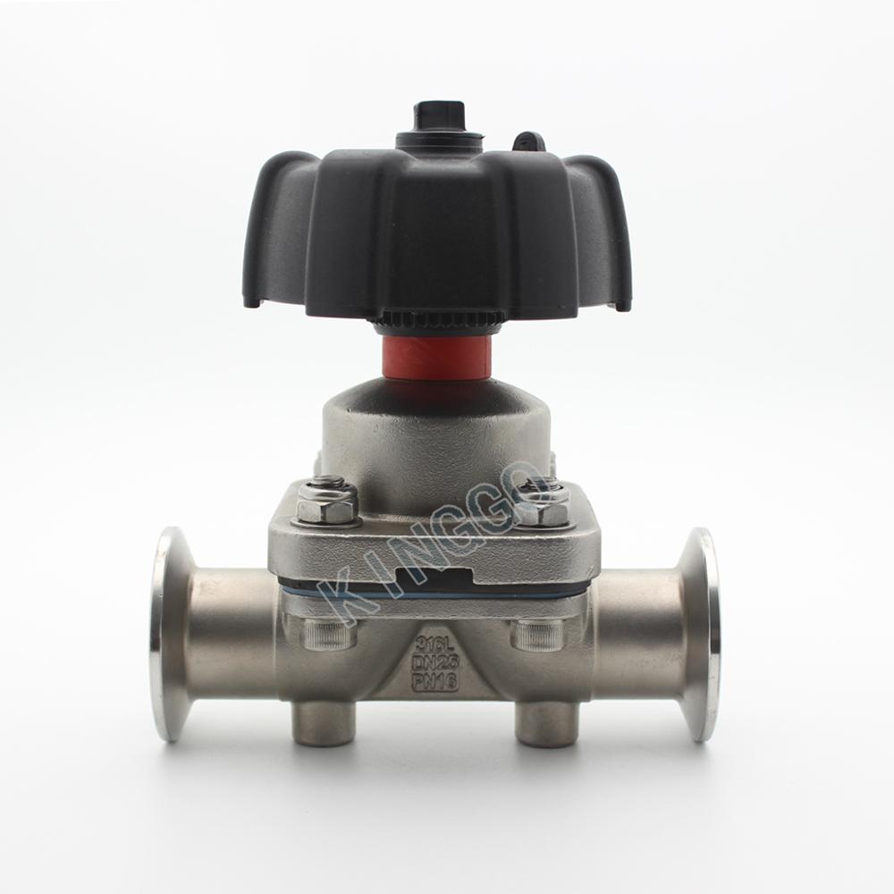 Санитарный мембранный клапан из нержавеющей стали SS316L с диафрагмой PTFE + EPDM