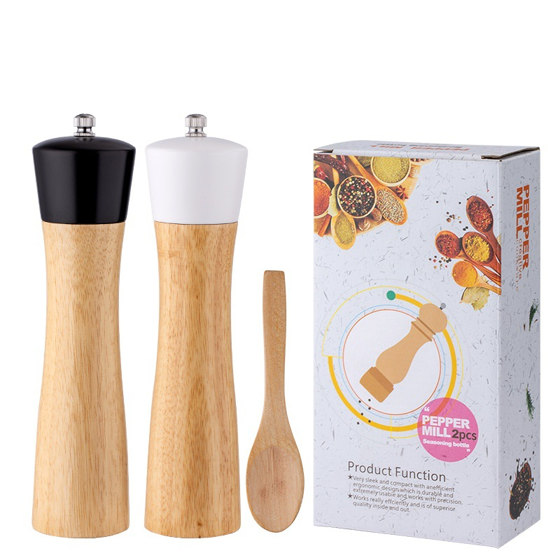 On Sale Ceramic With Adjustable Coarseness Ceramic Rotor Manual Kitchen Wooden Salt And Pepper Grinder Set