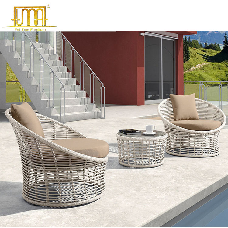 garden outdoor furniture bamboo rattan rope armrest weaving sofa set hotel outdoor furniture