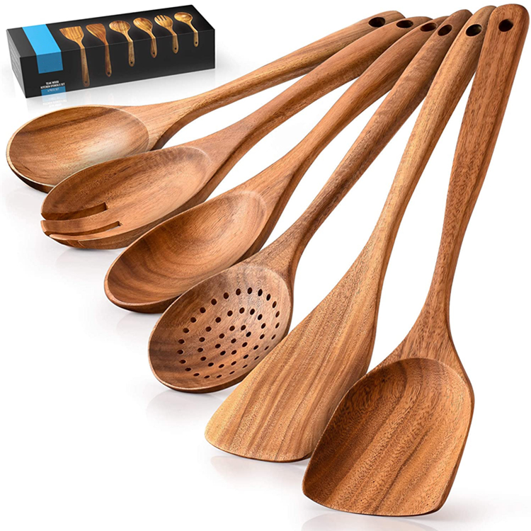 High quality for home kitchen Non-Stick Soft Comfortable Grip Wooden Cooking Utensils Wooden Spoon Sets