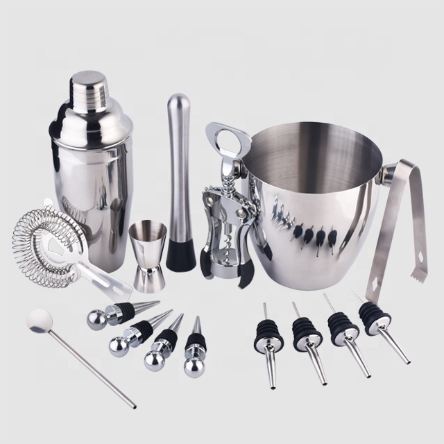 Factory Direct stainless steel bar tools cocktail shaker waiters corkscrew wine accessories set
