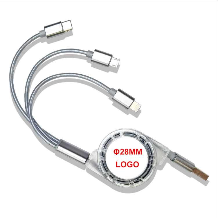 Выдвижной USB-кабель 3 в 1 для быстрой зарядки мобильных телефонов android type-c