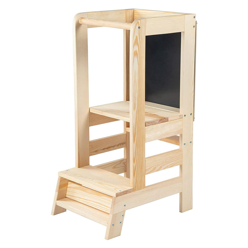 BABY Kitchen Helper Learning Tower Children's Step Stool Wooden with Blackboard Learning Tower for Children from The Stand