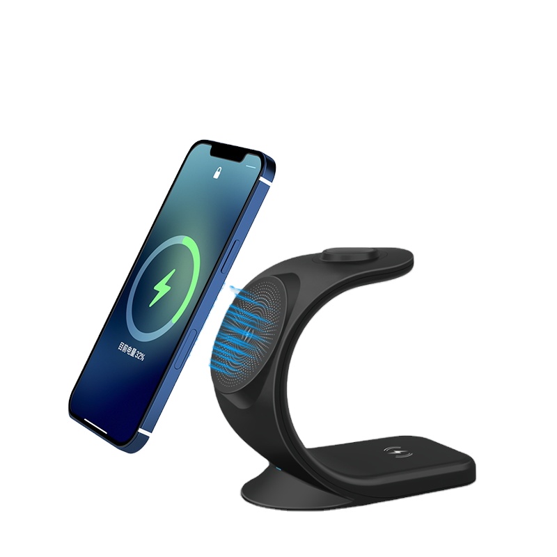 New design 3 in 1 magnetic induction wireless charger 15W fast Qi desktop wireless magnetic charger phone stand